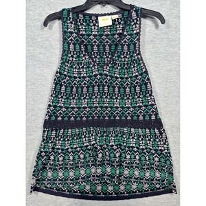 Maeve Anthropologie‎ Tank Top Tunic XS Navy Blue Embroidered Boho Summer
